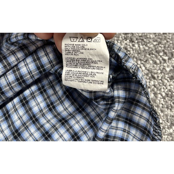Rustler Western Shirt Mens XXL Pearl Snap X Long Tails Plaid Blue Black - Picture 5 of 10